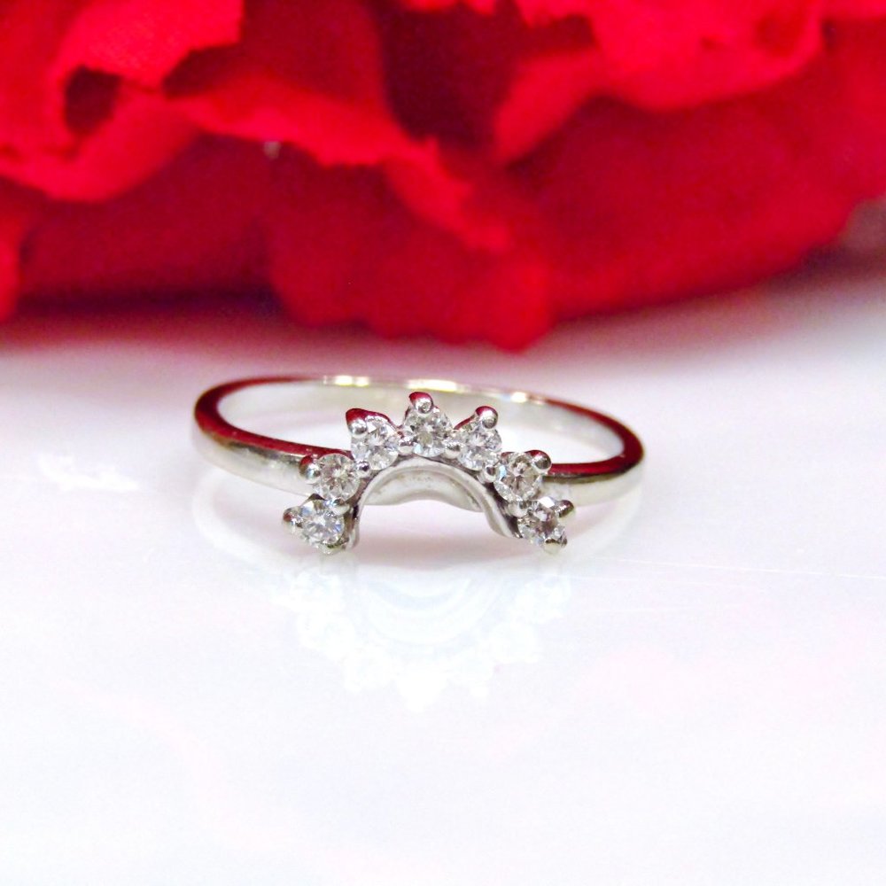 Diamond Ring Enhancer Solid 14k White Gold Size 5.75 Genuine Natural Real - Picture 3 of 7